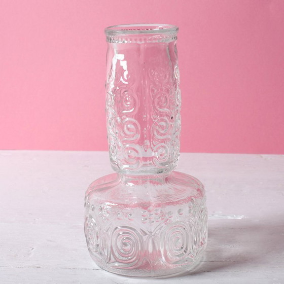 Image 1 of Vintage Mid-century Clear Pressed Glass Vase by Adolf Matura / Rosice / Czech Republic / 1973