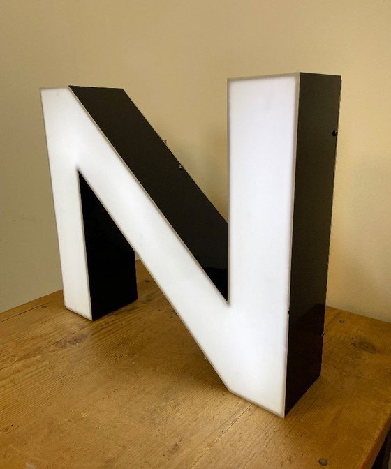 Image 1 of Large Vintage Illuminated Letter N , 1980s