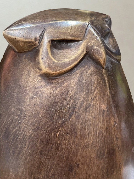 Image 1 of Bronzeskulptur – Stilisierte Eule – Modernistisches Design – 24 cm