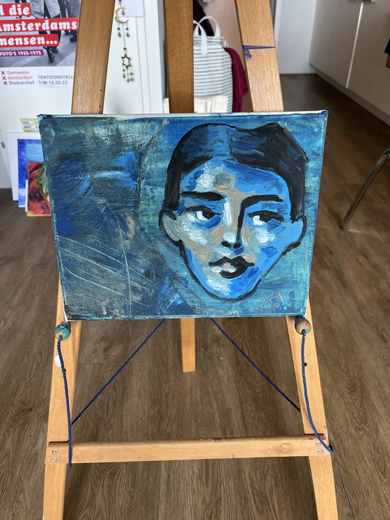 Image 1 of Canvas painting abstract face