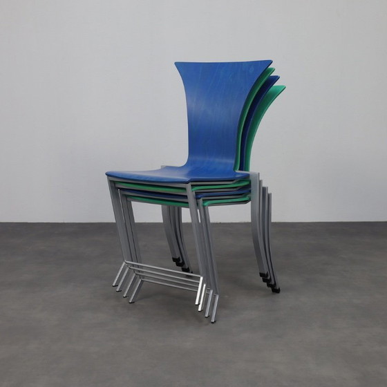 Image 1 of KFF - Karl Friedrich Förster Juego de 4 sillas de comedor postmodernas, años 90