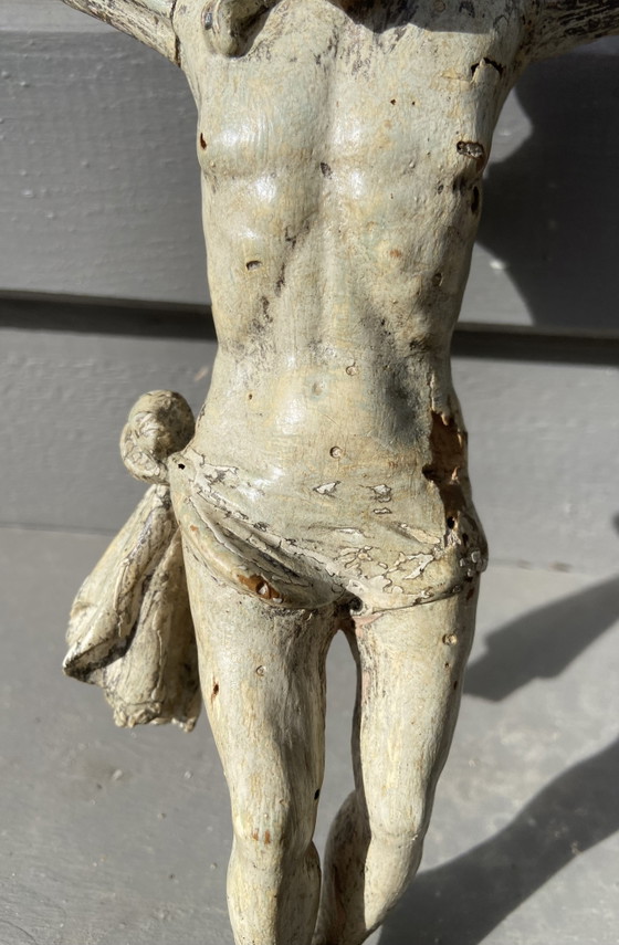 Image 1 of 18th Century Polychrome Wooden Corpus Christi Figure