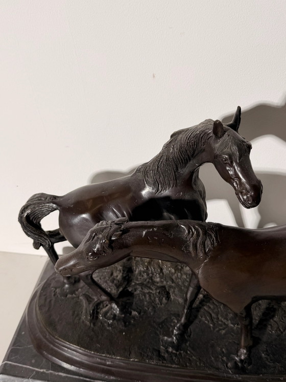 A.J. Rock Bronze Horse Sculpture on Black Marble Base (photo 2 of 4)