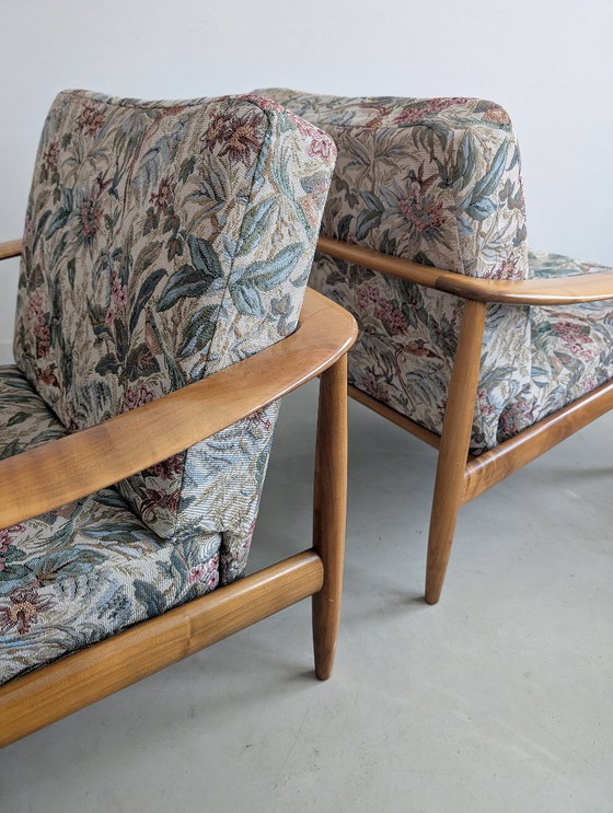 Image 1 of Ensemble de 2 chaises longues à imprimé floral par Carl Straub pour Goldfeder 1960s