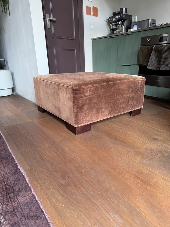 Pouffette vintage Hocker en velours orange – Poufs & repose-pieds, Velvet (photo 3 of 9)