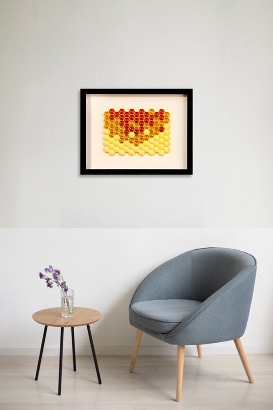 Image 1 of 3D Printed Honeycomb Wall Art, Modern Geometric Framed Decor