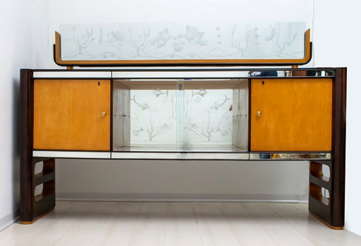 Osvaldo Borsani Mid-Century Modern Italian Walnut and Maple Sideboard, 1950s