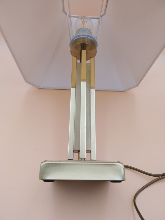 Image 1 of 1 x lampada da tavolo in ottone nello stile di Willy Rizzo DeKnudt anni '80