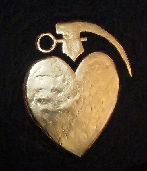 Lovegrenade 23kt Gold Gilded Artwork in Frame PopArt Collection