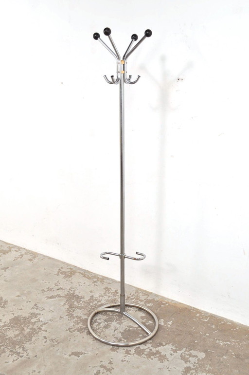 Vintage Chromed Coat Rack With Umbrella Holder 1960s
