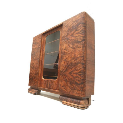 Large vintage Art Deco walnut cabinet made in the 1930s