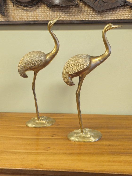 Image 1 of Grandi gru in ottone, uccelli gru, uccelli vintage