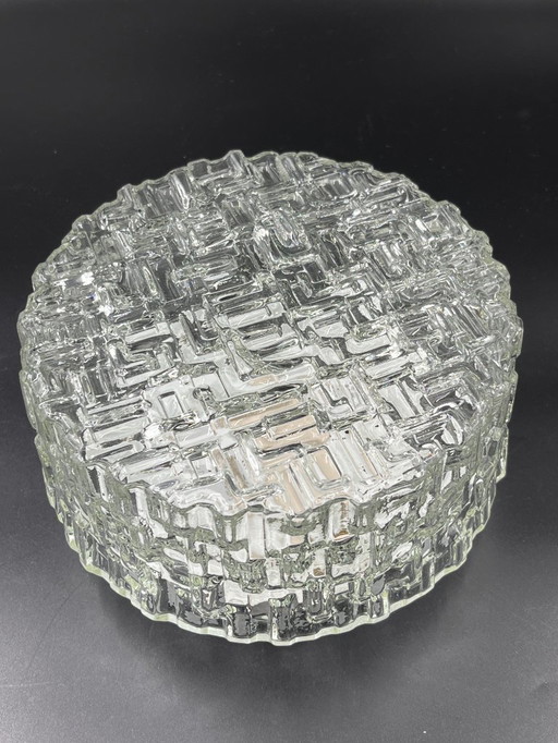 Molded glass ceiling light with relief