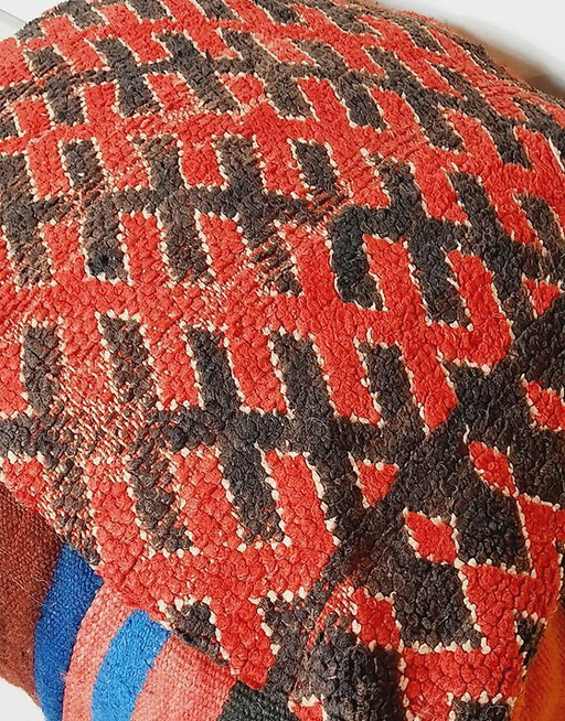 Puf kilim marroquí, cojín de asiento vintage