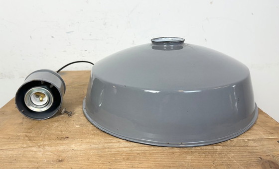 Image 1 of Suspension industrielle en émail gris, années 1960