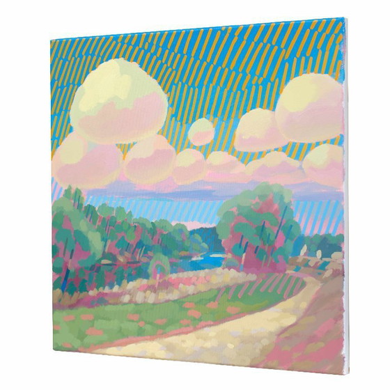 Image 1 of Painting of Isar clouds, hand-painted unique piece, nature, landscape painting, sky, acrylic painting 50x50cm