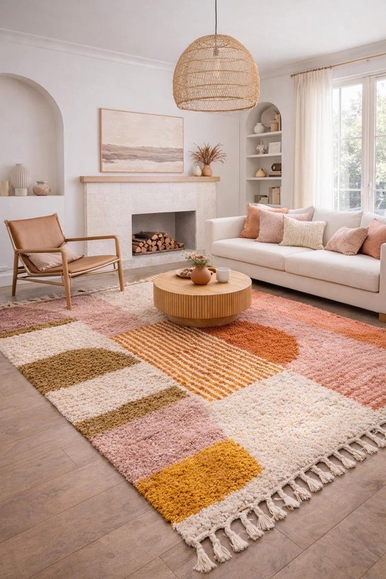 Image 1 of Tapis en laine Marocain d’atlas artisanale traditionnelle 2/3 m