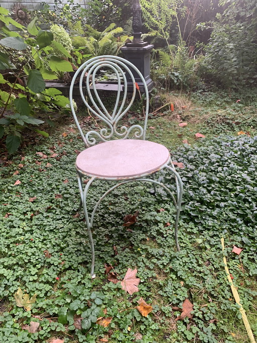 Sedie da giardino/tavolo in ferro battuto italiano antico