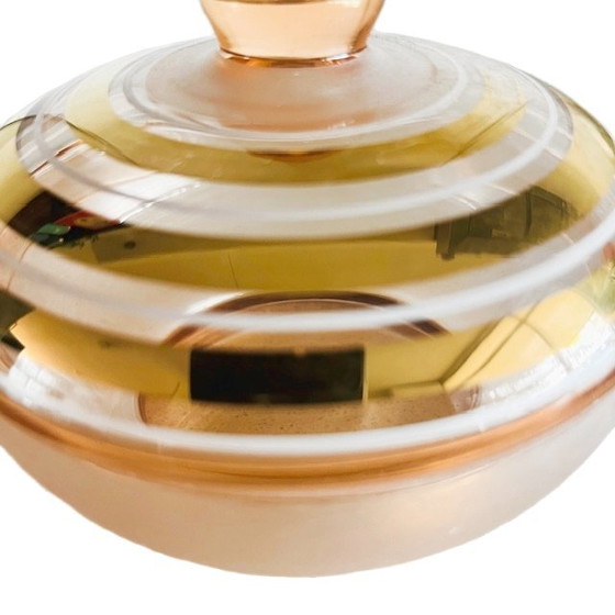 Image 1 of Bombonera Art Déco de cristal dorado rosa años 50