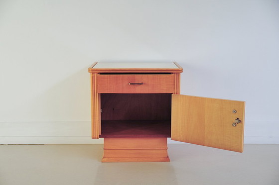 Image 1 of vintage light wood nightstand