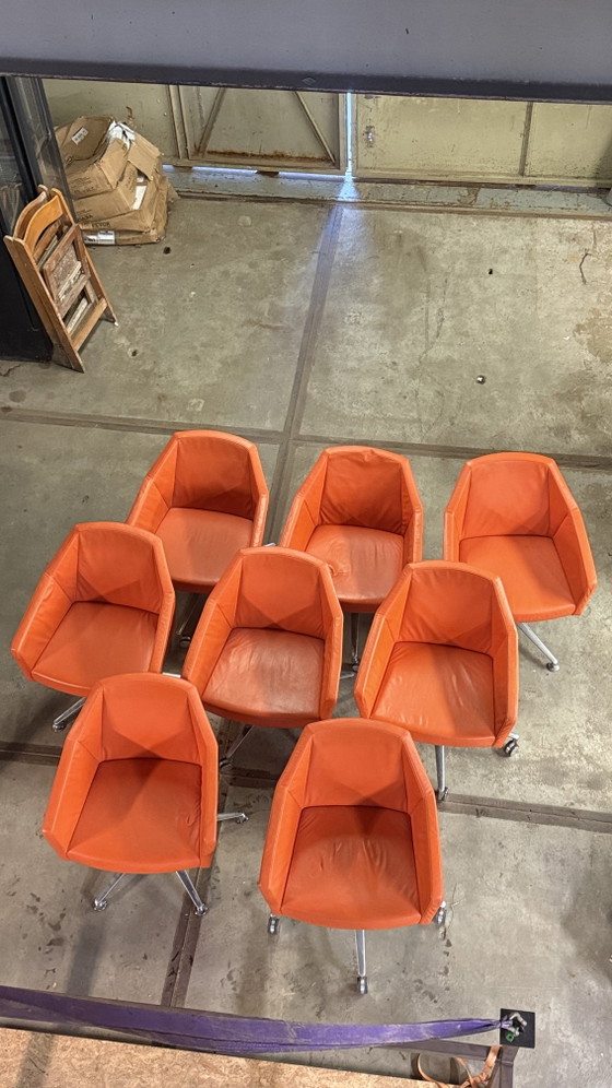 Image 1 of 7x Casala Parker designstoelen | Oranje leer
