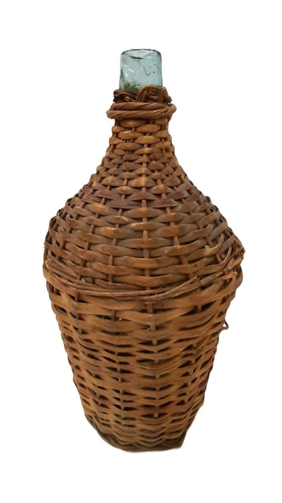 Image 1 of Dame-jeanne ancienne en osier H 40 cm