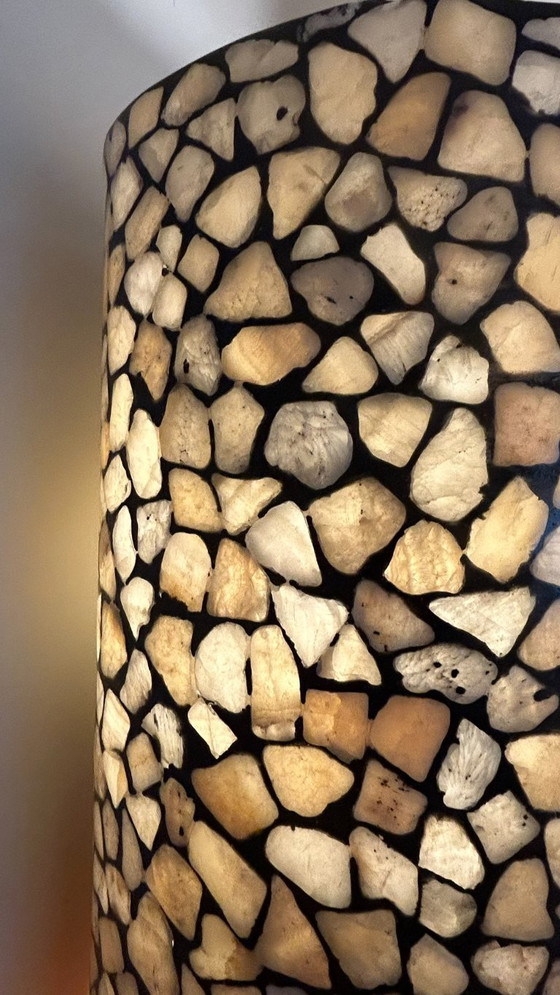 Lampe design, pierre onyx et coquillages - unique, Lampadaires, Plastique, Beige (photo 2 sur 8)