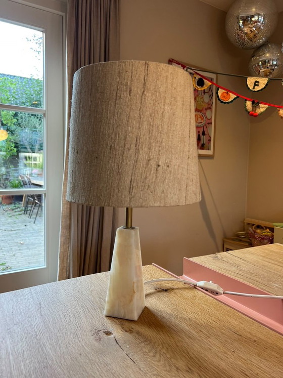 Lampe de Table Vintage Base Marbre Abat-jour Lin – Marble, Textile (photo 5 of 5)