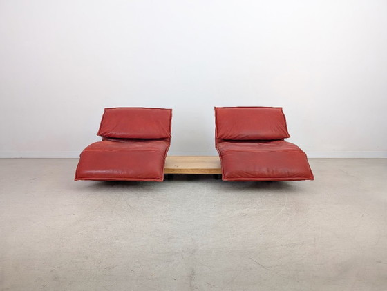 Image 1 of Original Koinor Free Motion 2 Edit Sofa Couch Eiche Leder rot