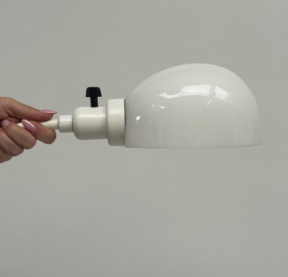 Image 1 of Lampada da parete vintage di design bianco Vetro metallico Vetro lattiginoso