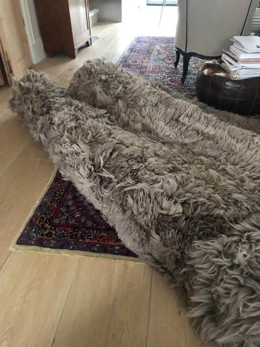 70s style schapenwollen kleed (grootte 205x310)