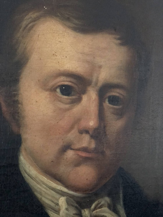 Image 1 of Portrait ancien à l'huile d'un gentilhomme hollandais, XIXe siècle