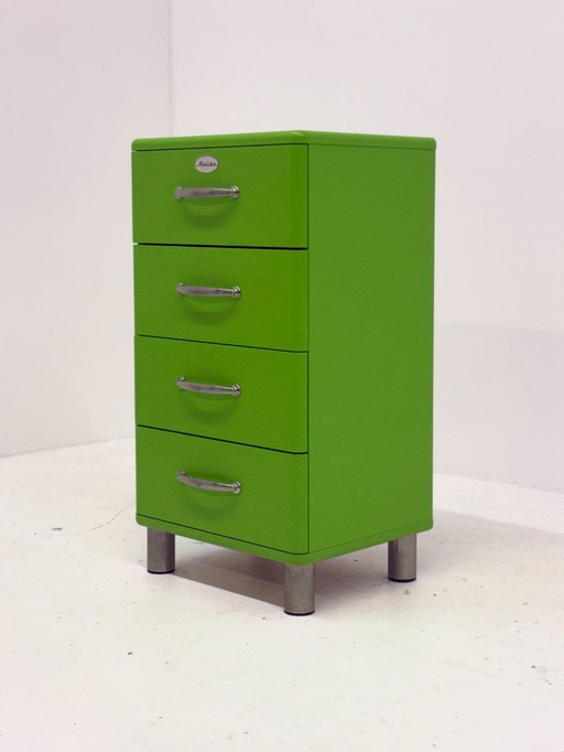Cassettiera Malibu Tenzo verde a 4 cassetti vintage