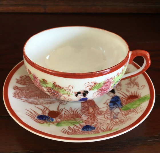 Image 1 of "Japanisches Teeservice Geisha Lithophanie – Eierschalen Porzellan – handbemalt"