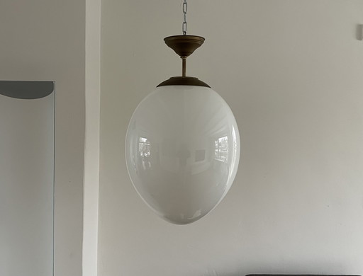 Lampada a sospensione Art Déco XXL - Opalino e ottone