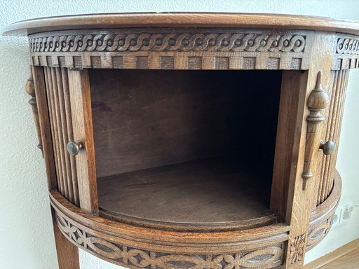 Antique oak half-moon roller door cabinet