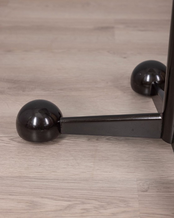 Image 1 of VINTAGE 1970S SIDE TABLE TROLLEY IN BLACK METAL AND GLASS BY ALLEGRI PARMA DESIGN