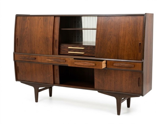 Rare Vintage Danish Teak Highboard By Poul M. Jessen, 1960s, High Boards, Wood, Brown (photo 5 of 5)