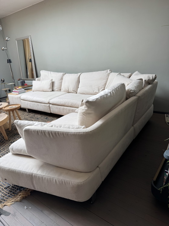 Image 1 of Natuzzi design lounge corner sofa cream