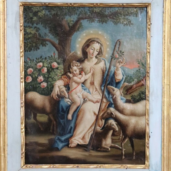 Image 1 of Mary the Shepherd, Signed Raphael Fogliardi and dated 1795, Italian Oil Painting on Canvas