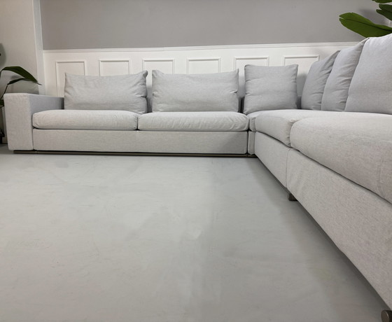 Image 1 of Flexform Groundpiece designer sofa fabric gray couch corner sofa