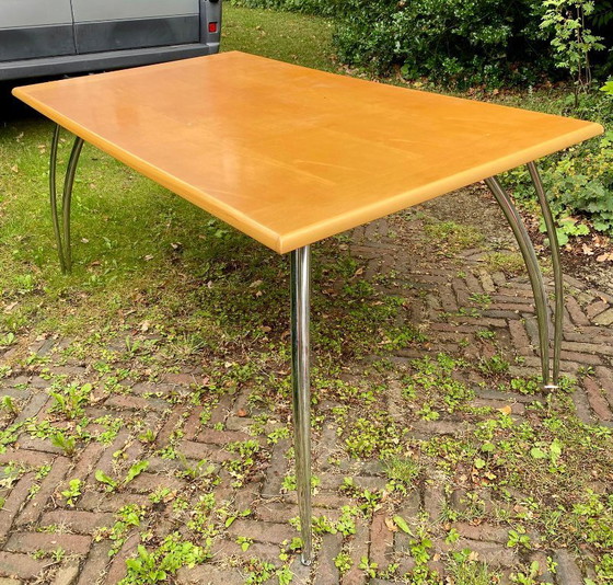 Image 1 of 4 Martin Visser chairs with saddle leather and matching table