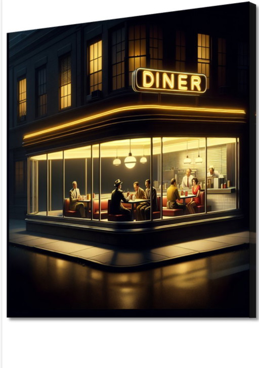EDWARD HOPPER --- Le Restaurant de Nuit (sur toile)