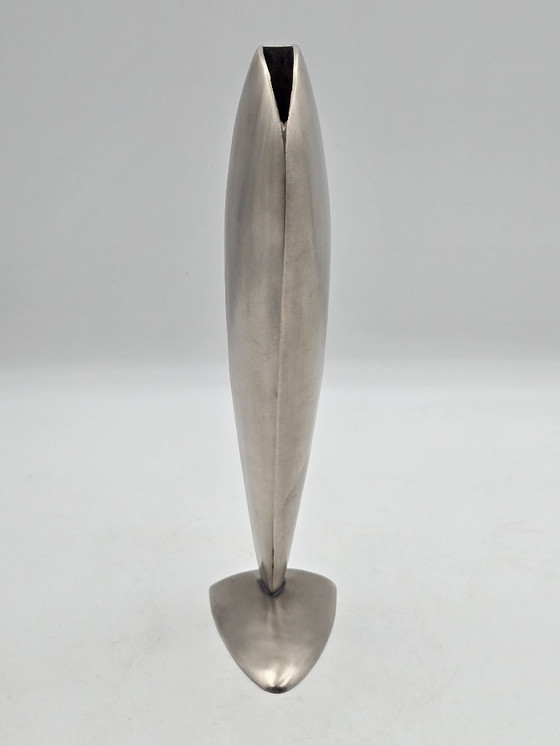 Image 1 of Vintage industriële massief RVS vaas