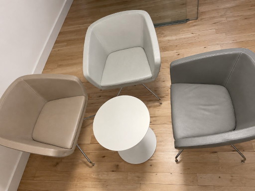 Set van 3 moderne leren loungestoelen met chromen poten