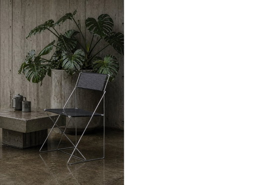 Image 1 of Vintage minimalistische metalen X-Line stoelen van Niels Jørgen Haugesen voor Hybodan, jaren 70, set van 4