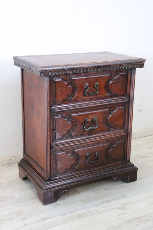 Antique walnut nightstand, Italy Tuscan Early 18th Century