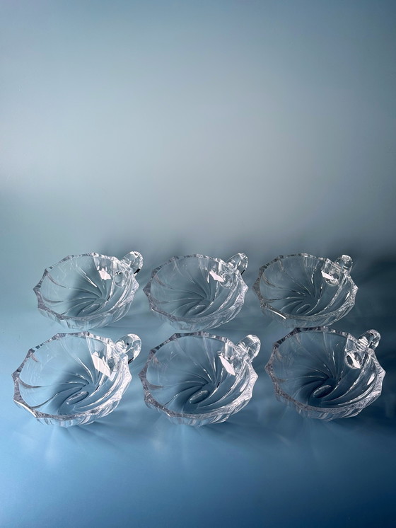 Image 1 of Val Saint Lambert - 6 Coupes à dessert en cristal (Coquilles) - Collection Royale