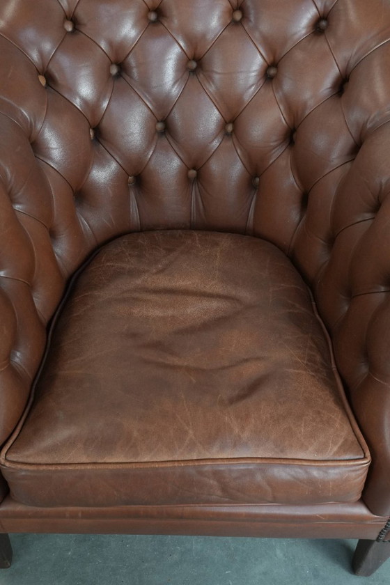 Image 1 of 2 poltrone Chesterfield color cognac in pelle di mucca in stile inglese