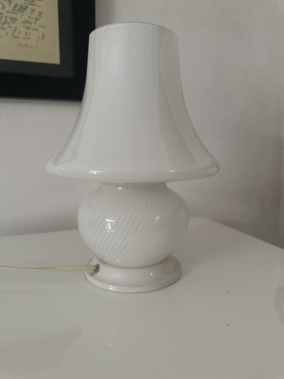 Vintage White Murano Glass Mushroom Lamp - 1970s – Table lamps, Metal (photo 2 of 8)